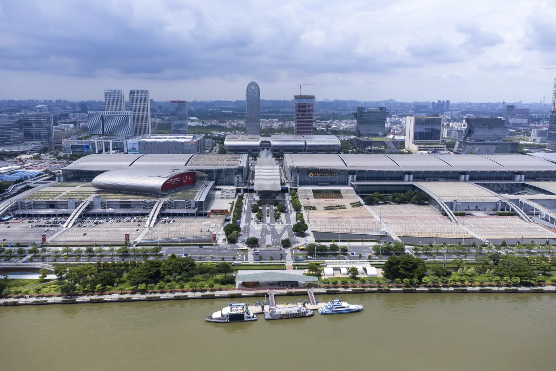 The large Canton Fair Complex beside the Pearl River in Guangzhou